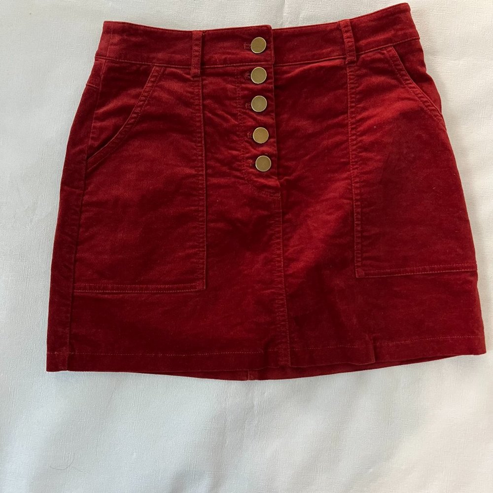 Forever 21 Button Front Mini Pencil Skirt Size S Rust Colored